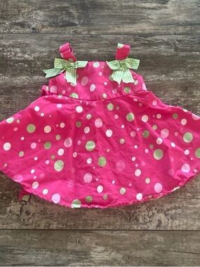 Girls pink polkadotted dress size 3/6 months